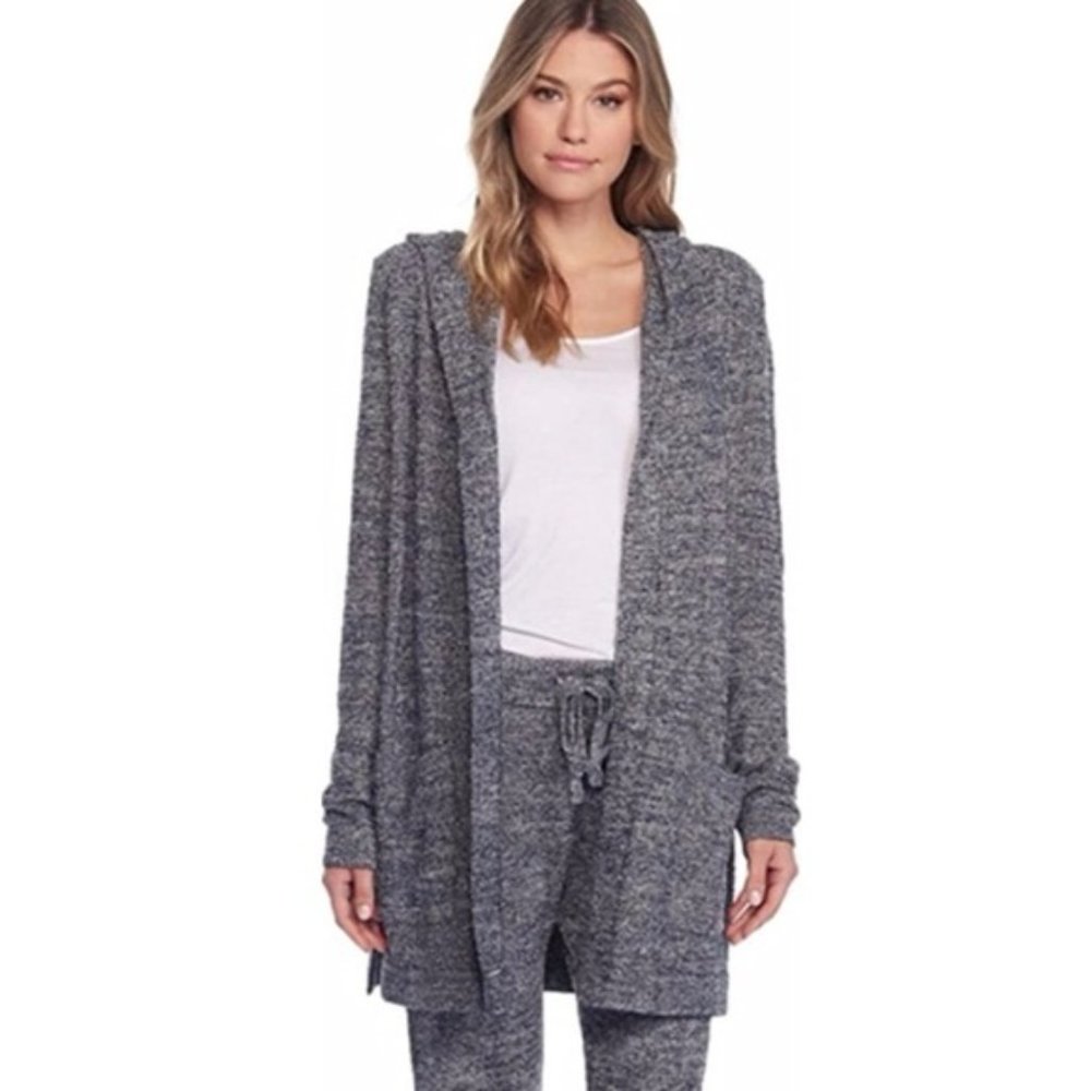 Barefoot Dreams Cozy Chic Lite Hooded Cardigan with Pockets